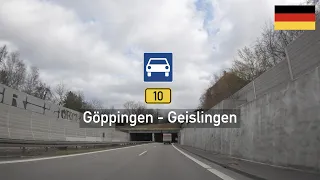 Driving in Germany: Bundesstraße B10 from Göppingen to Geislingen an der Steige