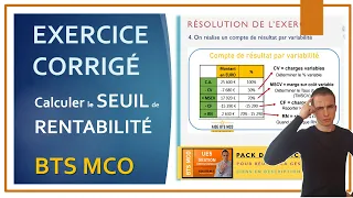 BTS MCO | Calculer la rentabilité d'une Entreprise ? Seuil de rentabilité | EXERCICE en GESTION