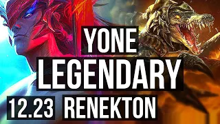 YONE vs RENEKTON (MID) | 7 solo kills, Legendary, 11/2/3, 400+ games | KR Master | 12.23