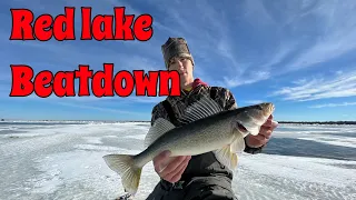 Early ice RED LAKE walleye beatdown (I fish pros and spoons)