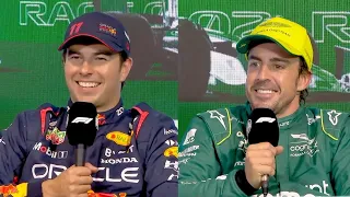 "Seems like everyone is Aston Martin now" alonso trolls red bull and mercedes.