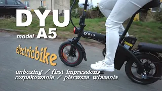 Mały DYU A5 składany rower elektryczny unboxing first impressions #electricbike #ebike #campinglife