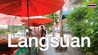 Walking at Langsuan, Luxury Residential Areas in Bangkok, Thailand - City Tour during Lockdown 2021