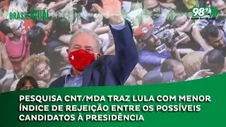 Pesquisa CNT/MDA traz Lula com menor índice de rejeição entre os possíveis candidatos à presidência