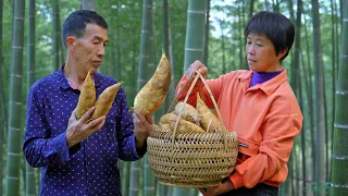 It's fresh, sweet, crisp and tender. Winter bamboo shoots are dug one by one. Grandma and Grandpa a