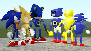 SONIC, SUPER SONIC, SONIC.EXE vs SANIC, SUPER SANIC, SANIC.EXE!! Garry's Mod