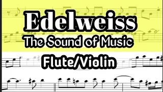 Edelweiss Flute Violin Sheet Music Backing Track Play Along Partitura