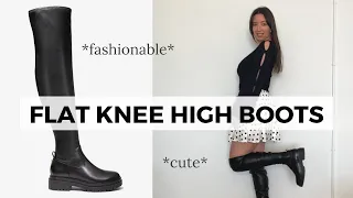 How to Style Flat Knee High Boots 👢 |  1 BOOT 5 WAYS