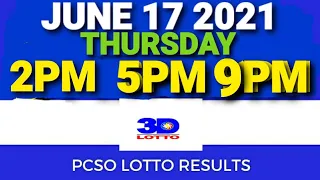 3D Lotto Result Today June 17, 2021 Thursday Based on 2PM 5PM 9PM PCSO Draws | PCSO CHANNEL