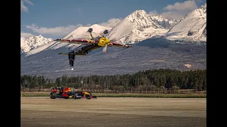 World first stunt: Red Bull Racing v Red Bull plane