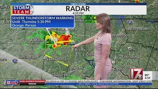 Severe thunderstorm warning issued for several central NC counties