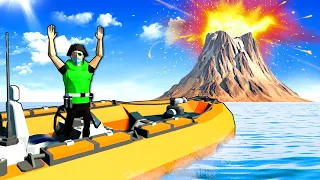 VOLCANO ERUPTION SURVIVAL ON A BOAT! - Stormworks Multiplayer Gameplay