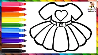 Dibuja y Colorea Un Lindo Vestido Arcoiris 👗🌈 Dibujos Para Niños