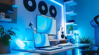 Modern Productivity Desk Setup! (Blue and White)