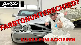 Wir lackieren Silber mit Farbtonangleichung Mercedes CLK 500 C208