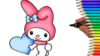 How to draw my melody💓💞 | Sanrio | cute easy melody drawing tutorials | easy melody drawing