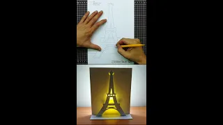 Eiffel Tower Card｜Origami｜Paper Art｜Pop Up Design｜Paper Craft｜Kirigami｜艾菲爾鐵塔卡片 #Shorts