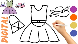 Drawing for Kids-Drawing a Dress-Hat-Bag/Easy Drawing/Learn to Draw/Kolay Çizim/Elbise Çizimi