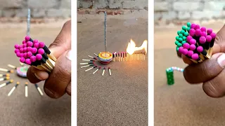 Matchstick Amazing Experiment 😱 Diwali Crackers Reaction Domino Vs Diwali #shorts