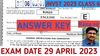 #jnvst2023 JNVST ANSWER KEY E SERIES 29 April 2023 Navodaya entrance exam #jnvst_class_6