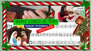 🎄 “What Child Is This" Violin tutorial | Easy Christmas & Holiday Pieces ☃️🎅🏻