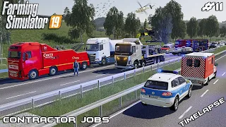 Cleaning BIG pileup accident on AUTOBAHN | Contractor Jobs | Farming Simulator 19 | Episode 11