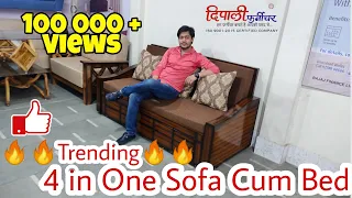 Trending New 4 In One Sofa cum Bed with Glossy Finish #sofacumbed #deepalifurniture #indorefurniture