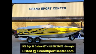 Take a walk through a 2008 Baja 26 Outlaw SST with 525 EFI and XR/ITS, listed @ GrandSportCenter.com