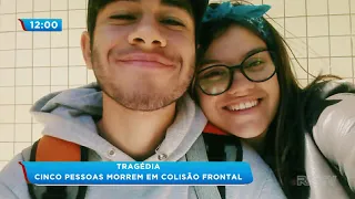 Cinco pessoas morrem em colisão frontal