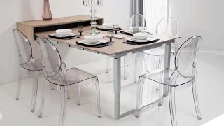 Pull out a space-saving dining table from a drawer - Mensola Party, by Atim