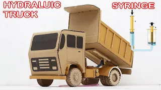 Science experiments project Make Hydraulic Dump Truck  using Syringe / science experiments project
