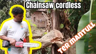 Review dan tes Chainsaw Cordless, gergaji listrik mini dibawah satu juta