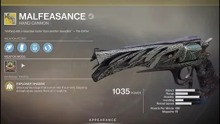 Destiny 2 : Malfeasance Exotic Hand Cannon, Complete Quest Walktrough.Solo The Corrupted Quest