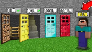 Minecraft NOOB vs PRO: NOOB MUST LEVEL UP TO 1000 LVL TO OPEN THIS RAREST DOOR! 100% trolling