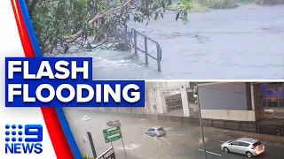 Severe storms trigger flash flooding in Queensland | 9 News Australia