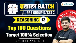 10:15 AM - RRB Group D/CBT-2 2020-21 | Reasoning by Deepak Tirthyani | Top 100 Questions