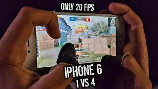 IPHONE 6 IN 2024 😱 ONLY 20 FPS 1 VS 4 PUBG HANDCAM