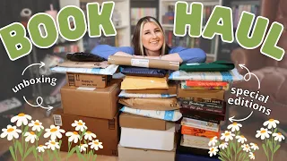 HUGE BOOK HAUL & UNBOXING 🌻 special editions, romance books, manga, fantasy, & more