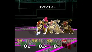 【SSBM TAS】3 Bowser vs Yoshi Handicap 9 Damage Ratio 0.5