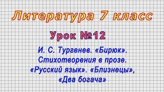 Литература.7 класс (Урок№12 - И. С. Тургенев. «Бирюк». «Русский язык». «Близнецы», «Два богача»)