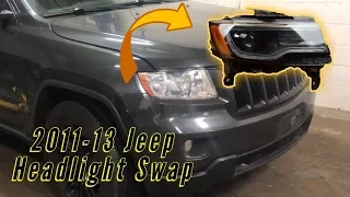 ⚠️2011-13 Jeep Grand Cherokee | HID Headlight Swap | Halogen To LED