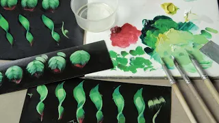 Lesson 04. Learning to Paint Zhostovo. 1 and 2 layer of Leaves. Zhostovo painting for beginners