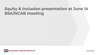 Equity & inclusion presentation at June 14 BSA/NCAB meeting