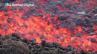El rápido movimiento de la lava a una velocidad de 1 metro por segundo en La Palma