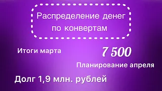 #5 Долг 1,9 млн. рублей. Метод конвертов. Итоги марта. Планирование апреля.