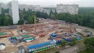 Строительство станции метро Генерала Тюленева. Вид с 14-го этажа. 26.05.23.