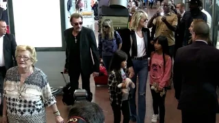 EXCLUSIVE: Johnny Hallyday, Laetitia, Jade and Joy arriving at Paris airport