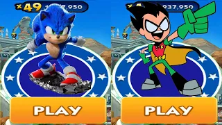 Sonic Dash vs Robin Teen Titans GO Run - Movie Sonic vs All Characters Unlocked All Bosses