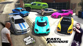 GTA 5 - Stealing Fast and Furious 'Famous' Cars with Franklin! (Real Life Cars #124)