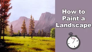 How to Paint an Early Morning Scene in the Mountains in Acrylic Time Lapse